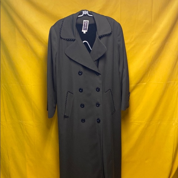 Zelda Long Dark Green Coat Size S - Picture 2 of 6